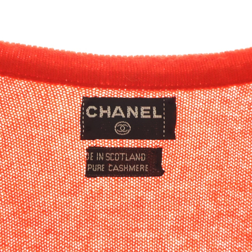 CHANEL(シャネル) 80S VINTAGE ヴィンテージ ハーフボタン オープンネック カシミヤニットカセーター スコットランド製 レディース レッド