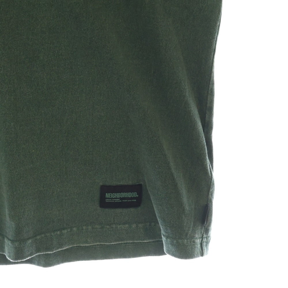 NEIGHBORHOOD(ネイバーフッド) 24SS PIGMENT DYE CREWNECK SS ピグメントダイ 胸ロゴプリントTシャツ 半袖クルーネックカットソー グリーン 241UNNH-CSM02