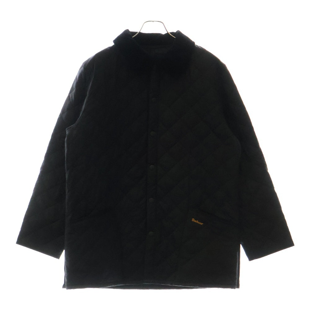 Barbour(バブアー) 18SS ロゴ刺繍 キルティング中綿ジャケット コーデュロイ切り替え ブラック MQU0001 BK91