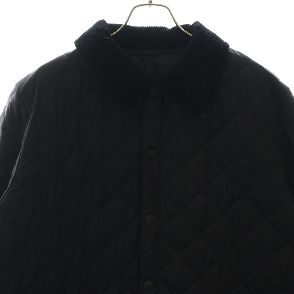 Barbour(バブアー) 18SS ロゴ刺繍 キルティング中綿ジャケット コーデュロイ切り替え ブラック MQU0001 BK91