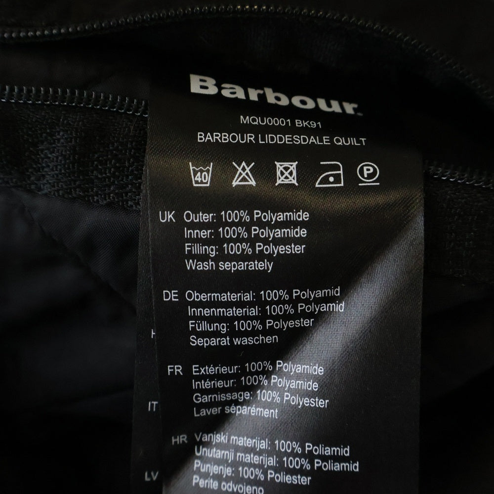 Barbour(バブアー) 18SS ロゴ刺繍 キルティング中綿ジャケット コーデュロイ切り替え ブラック MQU0001 BK91