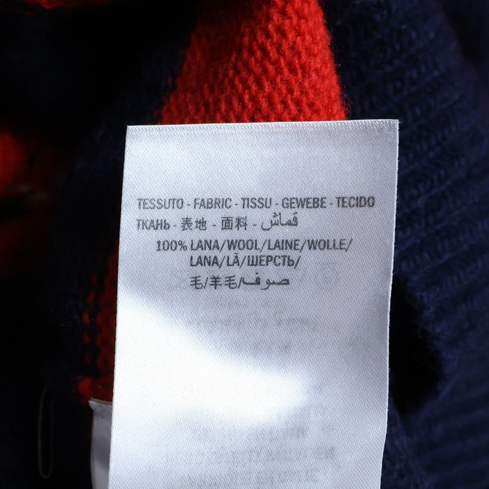 GUCCI(グッチ) Loved Bee ラブ ビー 蜂 ボーダー総柄 ウール長袖ニット セーター レッド/ネイビー 499248
