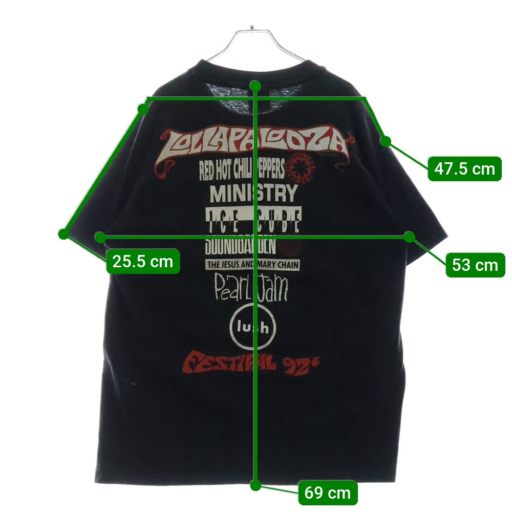 VINTAGE(ヴィンテージ) 90S VINTAGE LOLLAPALOOZA 1992 BLACK GIANT ヴィンテージ USA製 ロラパルーザ 両面プリント 半袖Tシャツ カットソー ブラック