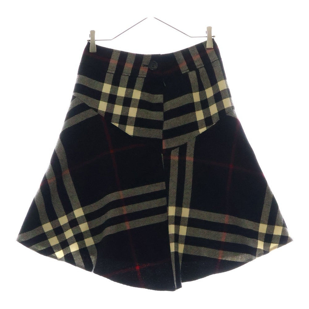 BURBERRY LONDON(バーバリーロンドン) チェック柄 ウール フレア ミドルスカート ブラック/ベージュ レディース FX043-006-09