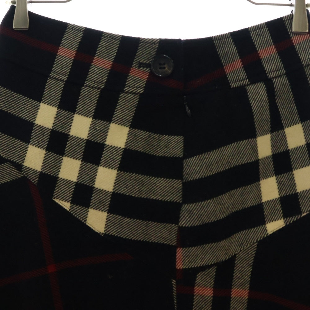 BURBERRY LONDON(バーバリーロンドン) チェック柄 ウール フレア ミドルスカート ブラック/ベージュ レディース FX043-006-09