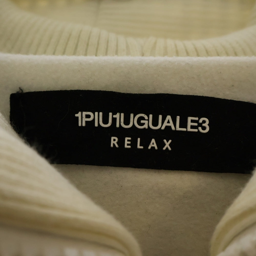 1 PIU 1 UGUALE 3 RELAX(ウノピゥウノウグァーレトレ) ランダムロゴ ワッフルリブ ジップアップパーカー ホワイト
