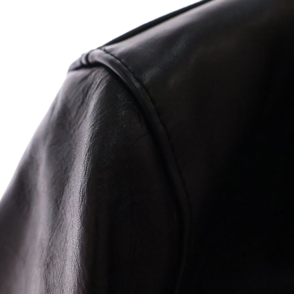UNDERCOVER ISM(アンダーカバーイズム) 23AW 胸グラフィックプリント カウハイドレザー ダブルライダースレジャケット ブラック UC2C9203