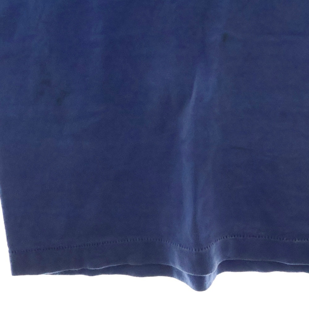 SAINT MICHAEL(セントマイケル) 22SS ヴィンテージ加工 フロントプリントTシャツ 半袖クルーネックカットソー ブルー SM-S22-0000-025