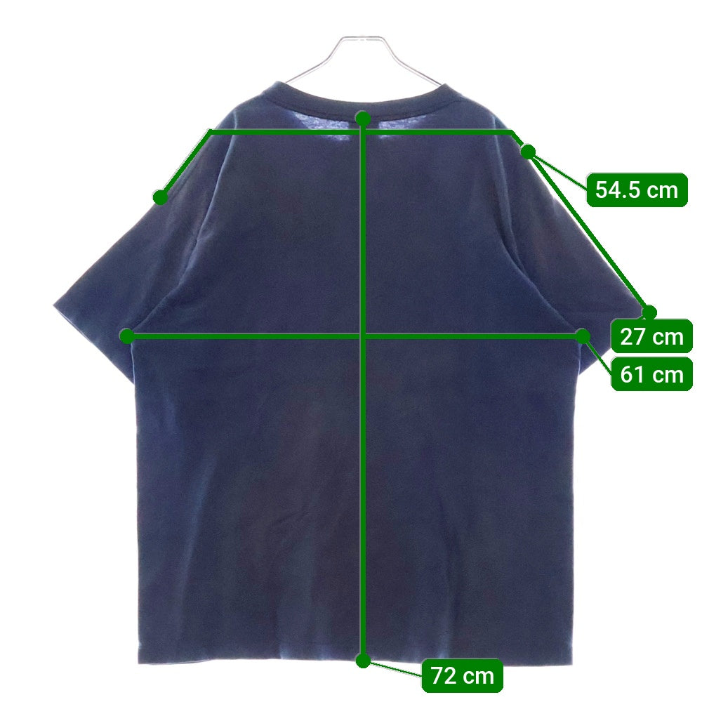 SAINT MICHAEL(セントマイケル) 22SS ヴィンテージ加工 フロントプリントTシャツ 半袖クルーネックカットソー ブルー SM-S22-0000-025