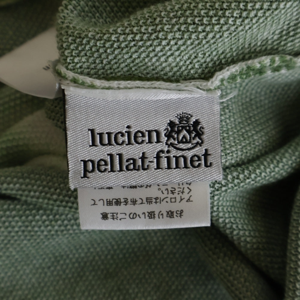 lucien pellat-finet(ルシアンペラフィネ) イタリア製 スカルスパンコール装飾 半袖コットンニット セーター グリーン レディース