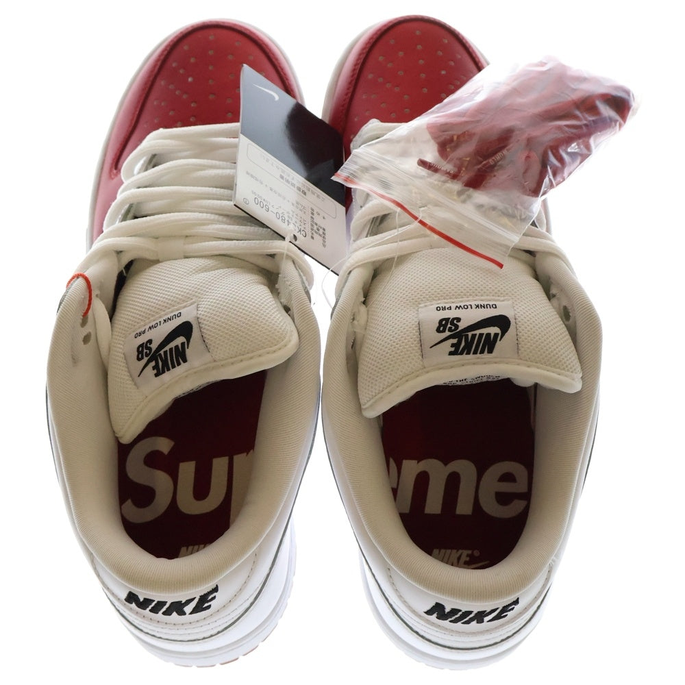NIKE SB(ナイキエスビー) 19AW ×SUPREME DUNK LOW Varsity Red White シュプリーム ダンク バーシティレッド ローカットスニーカー ホワイト/レッド US10/28cm CK3480-600