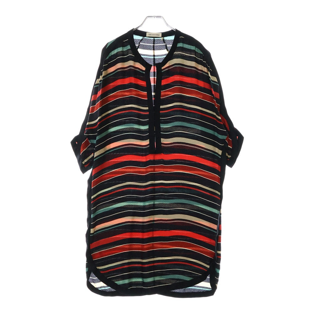 ISABEL MARANT(イザベル マラン) ストライプ ノーカラー プルオーバー 半袖シャツブラウス レディース マルチカラー