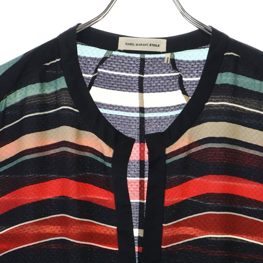 ISABEL MARANT(イザベル マラン) ストライプ ノーカラー プルオーバー 半袖シャツブラウス レディース マルチカラー