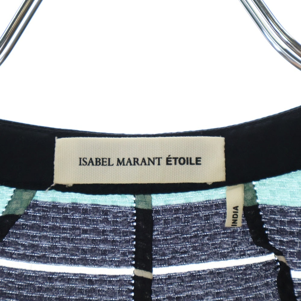 ISABEL MARANT(イザベル マラン) ストライプ ノーカラー プルオーバー 半袖シャツブラウス レディース マルチカラー