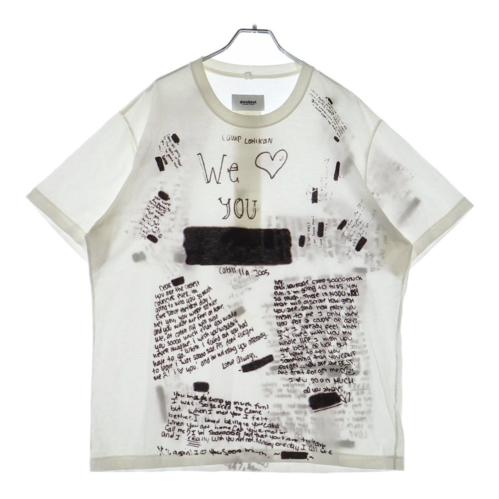 doublet(ダブレット) 23SS ANONYMOUS SIGN PRINTED T-SHIRT アノニマス サインプリント クルーネック半袖Tシャツ カットソー ホワイト 23SS28CS276