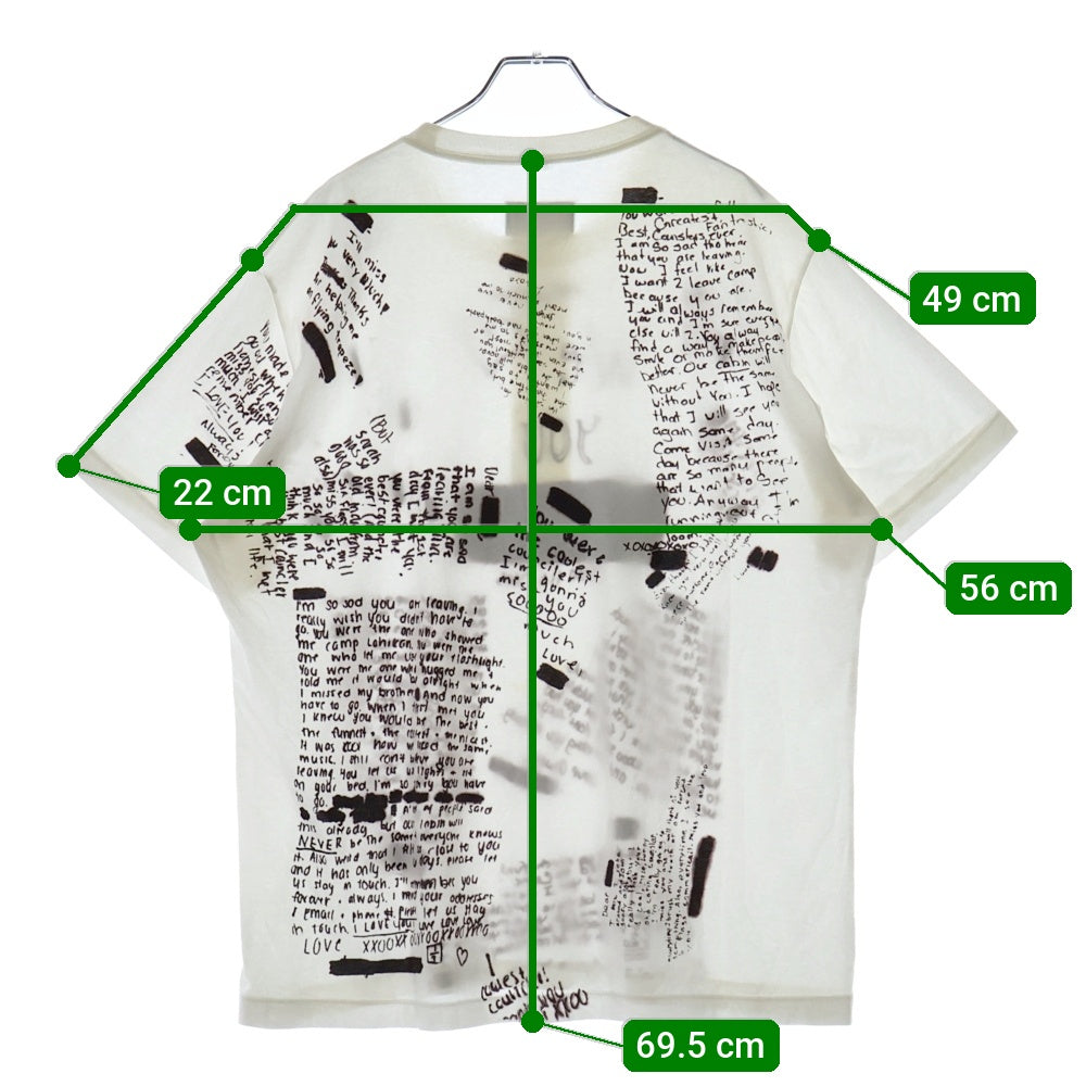 doublet(ダブレット) 23SS ANONYMOUS SIGN PRINTED T-SHIRT アノニマス サインプリント クルーネック半袖Tシャツ カットソー ホワイト 23SS28CS276
