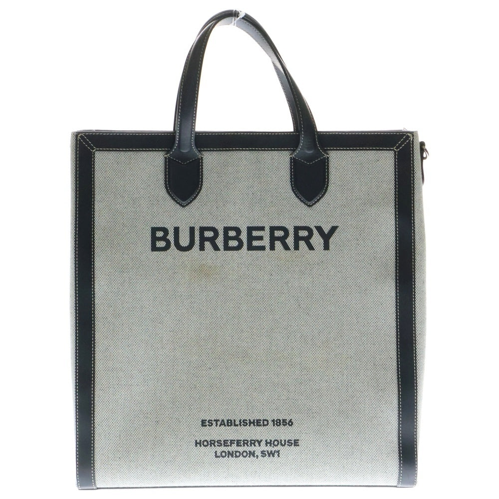 BURBERRY(バーバリー) ホースフェリープリント 2WAY ショルダー ハンド トートバッグ グレー/ブラック 8037936