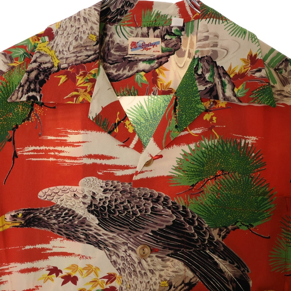 SUN SURF(サンサーフ) BIG EAGLE ビッグイーグル 総柄プリント レーヨン オープンカラー アロハ ハワイアン 半袖シャツ レッド SS34872
