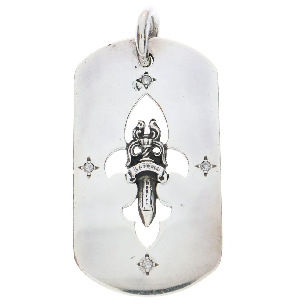 CHROME HEARTS(クロムハーツ) D TAG LRG FLE DAG AFTER 4P DIAフレア ダガー アフター 4Pダイヤ ラージ ドッグタグ ペンダントトップ シルバー