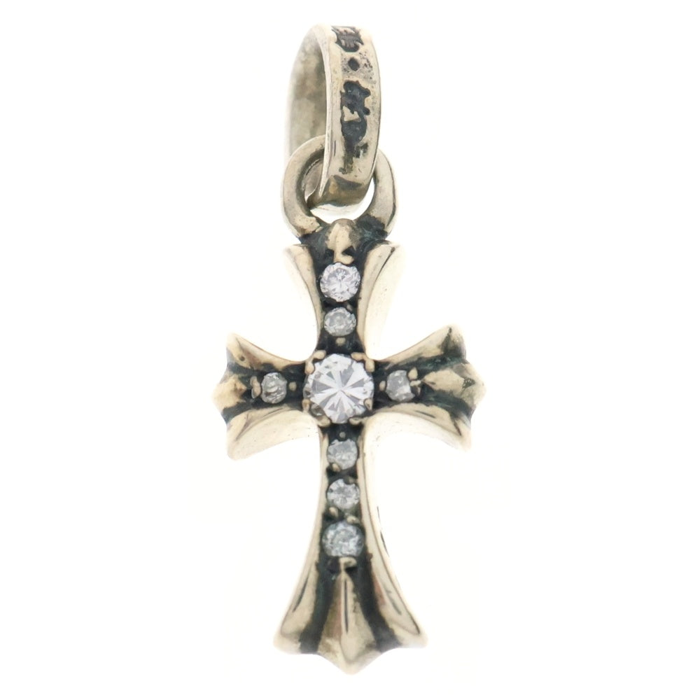 CHROME HEARTS(クロムハーツ) CRS BBYFAT P DMND A ベイビーファットクロス PAVEアフターダイヤ チャーム シルバーネックレストップ