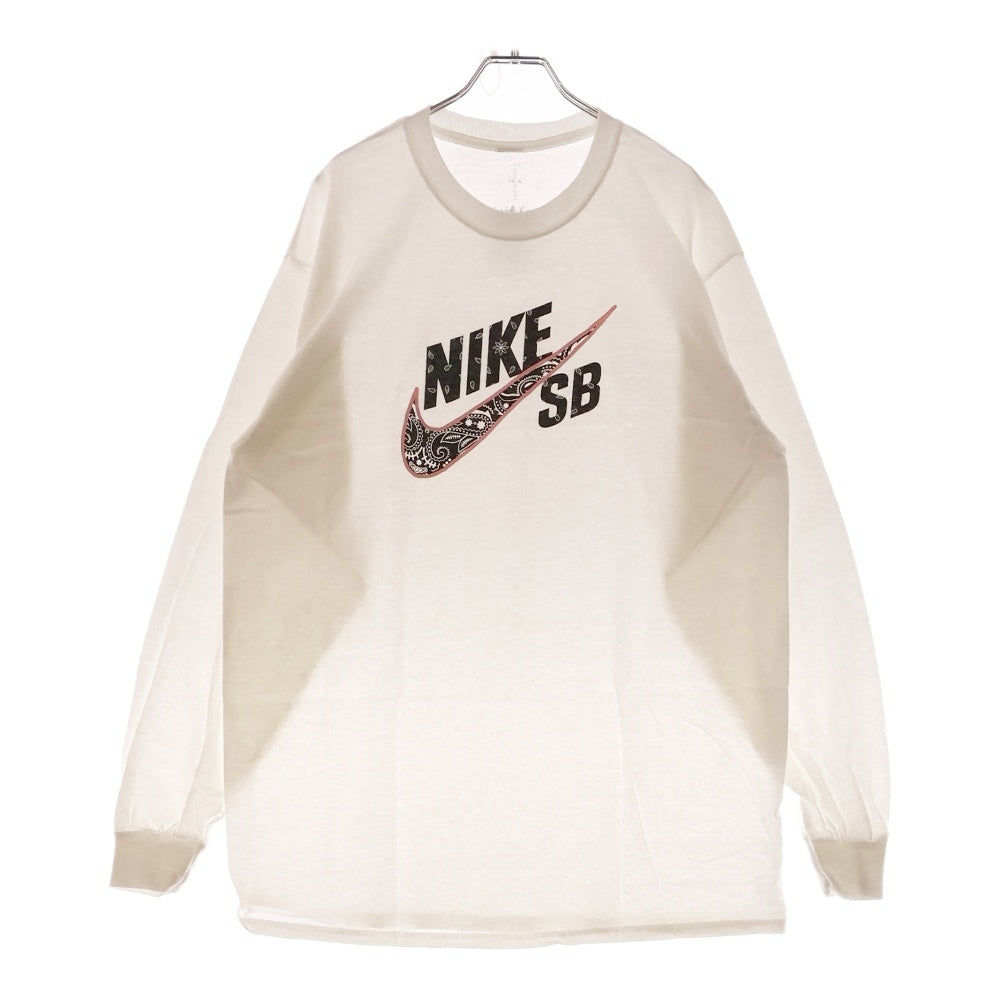 NIKE SB(ナイキエスビー) 20SS ×CACTUS JACK TRAVIS SCOTT LOGO L/S TEE カクタスジャック トラヴィススコット ロゴロングスリーブ 長袖Tシャツ ホワイト