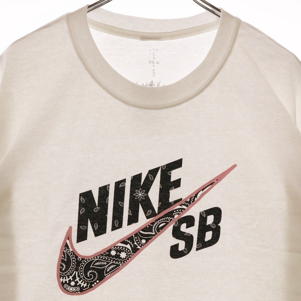 NIKE SB(ナイキエスビー) 20SS ×CACTUS JACK TRAVIS SCOTT LOGO L/S TEE カクタスジャック トラヴィススコット ロゴロングスリーブ 長袖Tシャツ ホワイト