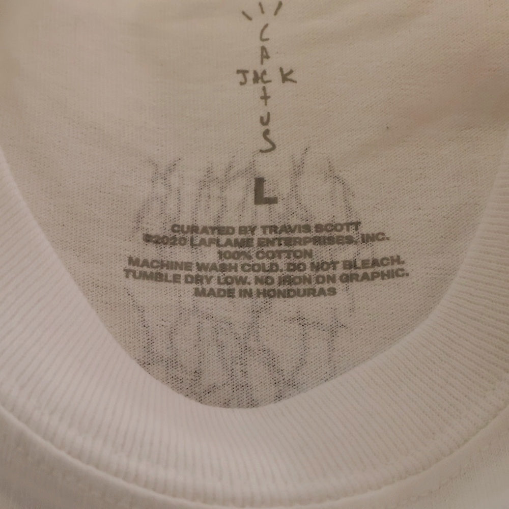 NIKE SB(ナイキエスビー) 20SS ×CACTUS JACK TRAVIS SCOTT LOGO L/S TEE カクタスジャック トラヴィススコット ロゴロングスリーブ 長袖Tシャツ ホワイト