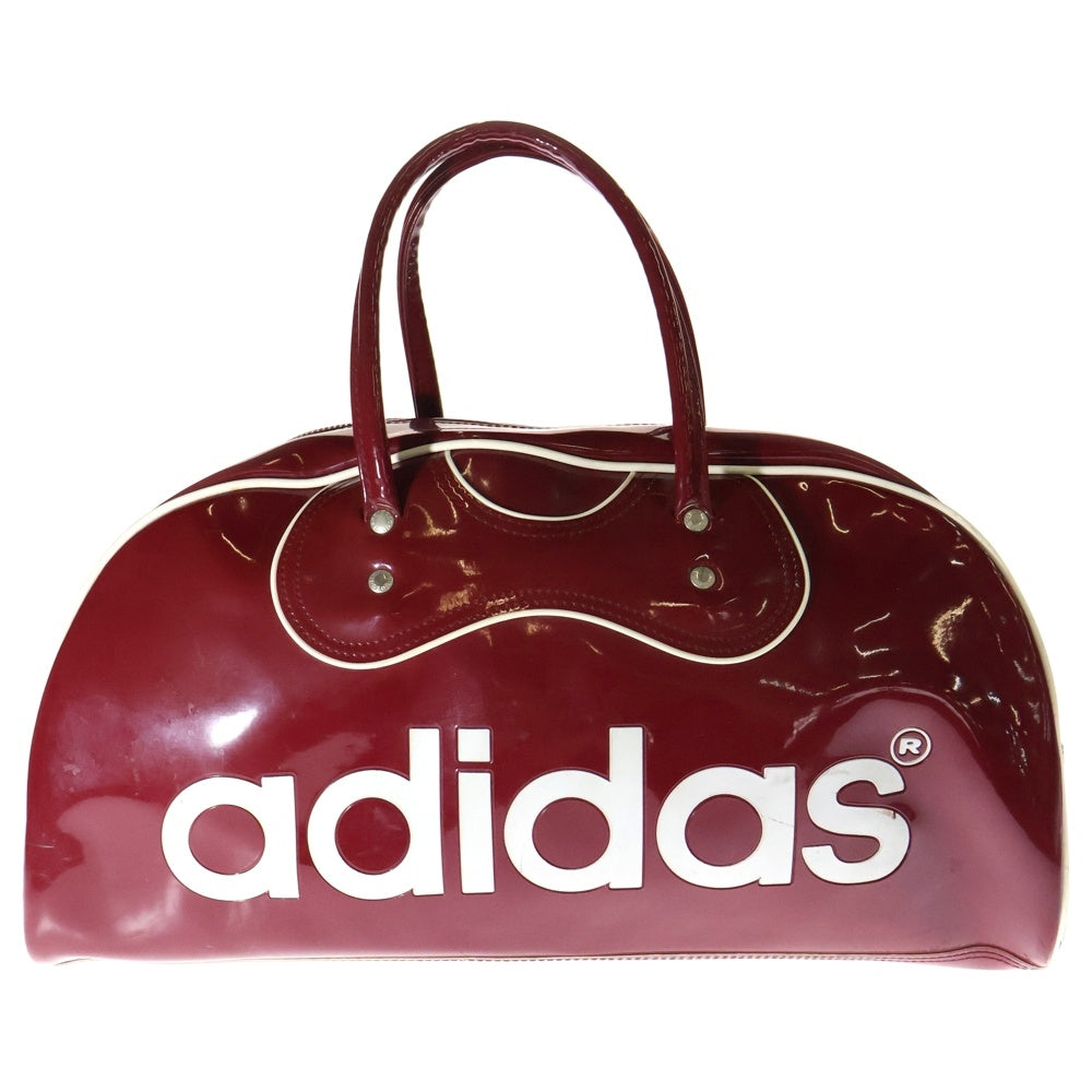 adidas(アディダス) 80S VINTAGE ビンテージ ロゴデザイン エナメル ボストントラベルバック ワインレッド