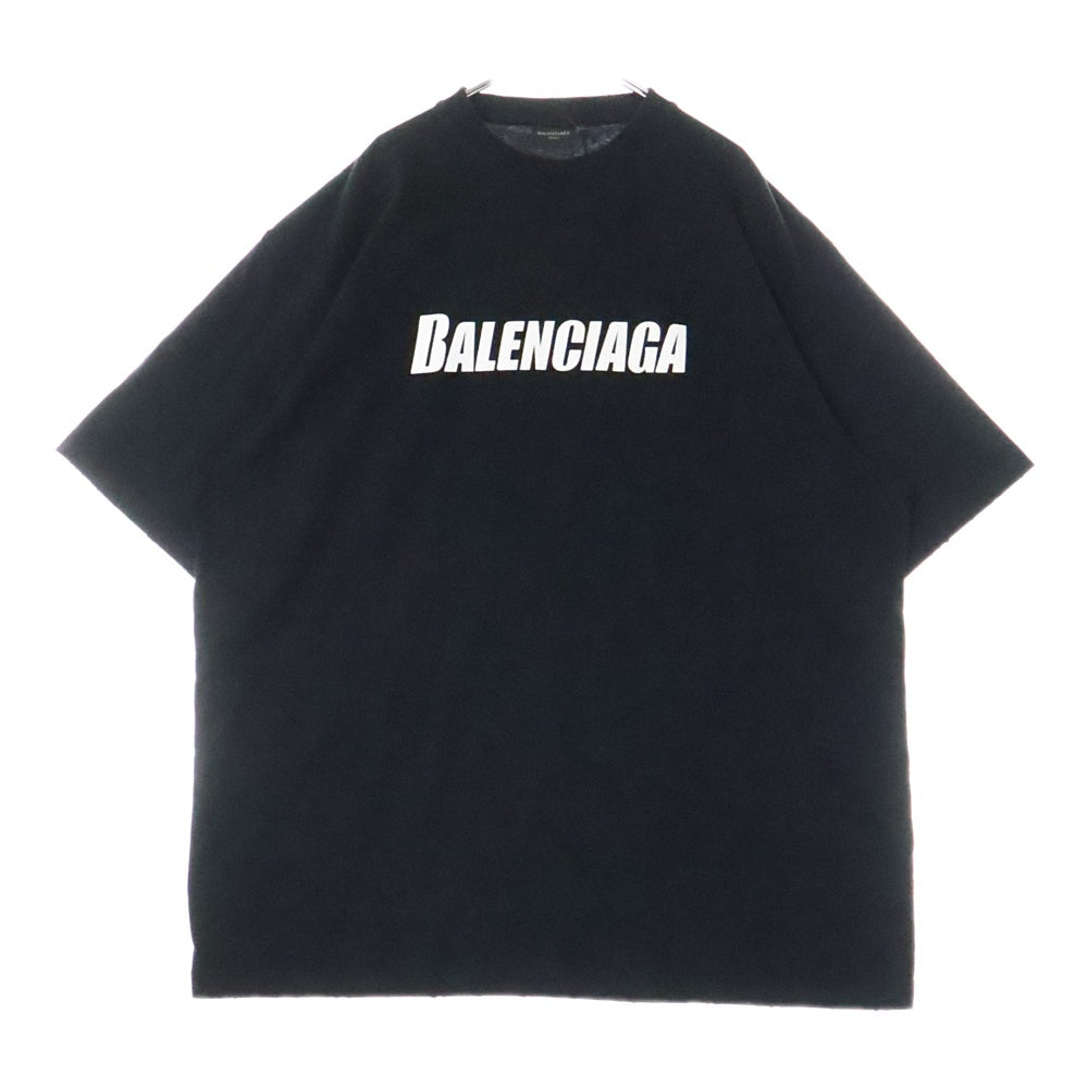 BALENCIAGA(バレンシアガ) ロゴプリント オーバーサイズ クルーネック半袖Tシャツ カットソー ブラック 651795 TNVL1