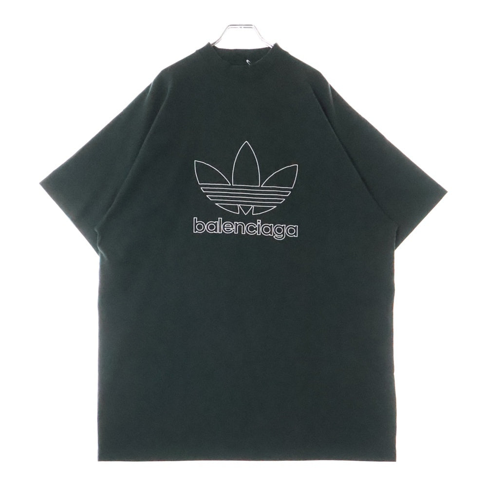 BALENCIAGA(バレンシアガ) ×adidas トレフォイルロゴ オーバーサイズ モックネック半袖Tシャツ カットソー グリーン 723976 TNVN8