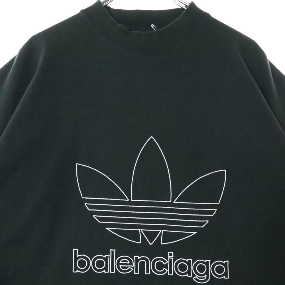 BALENCIAGA(バレンシアガ) ×adidas トレフォイルロゴ オーバーサイズ モックネック半袖Tシャツ カットソー グリーン 723976 TNVN8