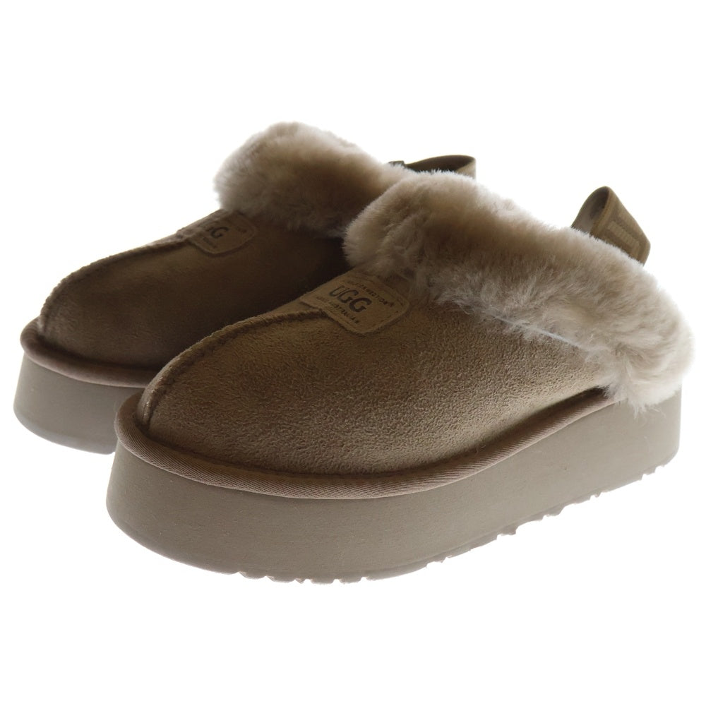 UGG(アグ) COQUETTE PLATFORM SLIPPER コケット プラットフォーム スリッパ ファーサンダル ロゴパッチ付き ブラウン レディース OB114PD