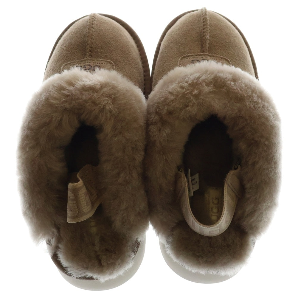 UGG(アグ) COQUETTE PLATFORM SLIPPER コケット プラットフォーム スリッパ ファーサンダル ロゴパッチ付き ブラウン レディース OB114PD