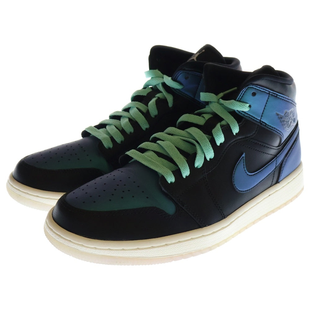 NIKE(ナイキ) AIR JORDAN 1 MID IRIDESCENT エア ジョーダン ワン ミッド イリディセント ハイカットスニーカー ブルー/ブラック US10.5/27.5cm BQ6472-009