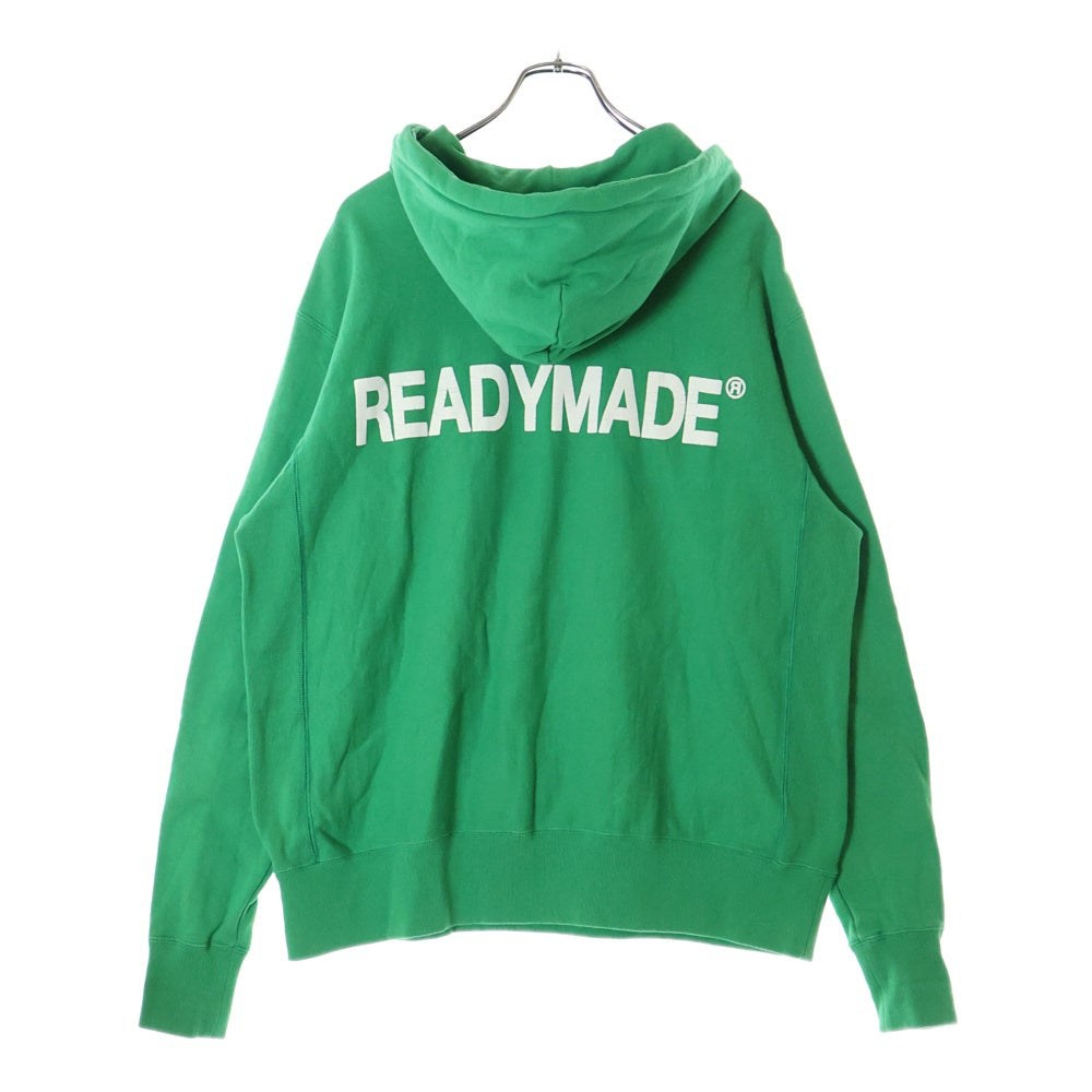 READY MADE(レディメイド) ロゴエンブロイダリー スウェット プルオーバーパーカー フーディー グリーン RE-CO-GR-ES-00-05