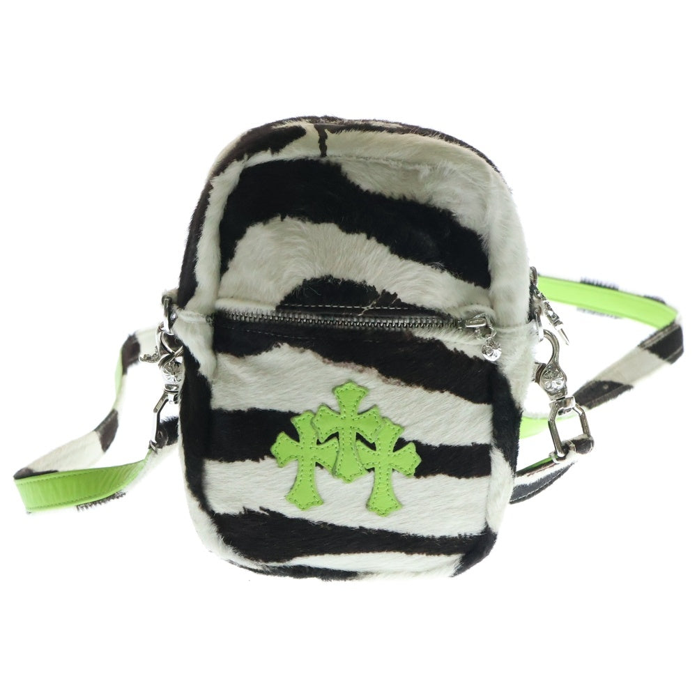 CHROME HEARTS(クロムハーツ) TAKA MINI LTHR タカミニ クロスパッチハラコレザーショルダーバッグ ホワイト/グリーン