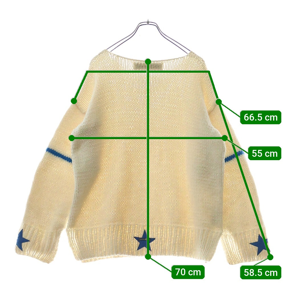 CHROME HEARTS(クロムハーツ) STAR PATCH CASHMERE SWEATER スターパッチ ローゲージカシミヤニットスウェット セーター ホワイト/ブルー