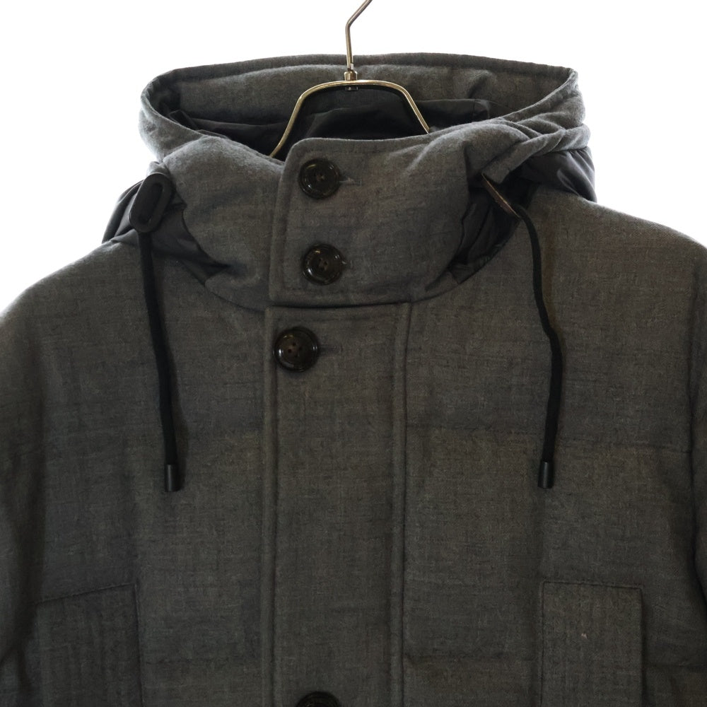 TOMMY HILFIGER(トミーヒルフィガー) WOOL FLANNEL DOWN PARKA ウール フランネル フーデット ダウンジャケット グレー M144410042