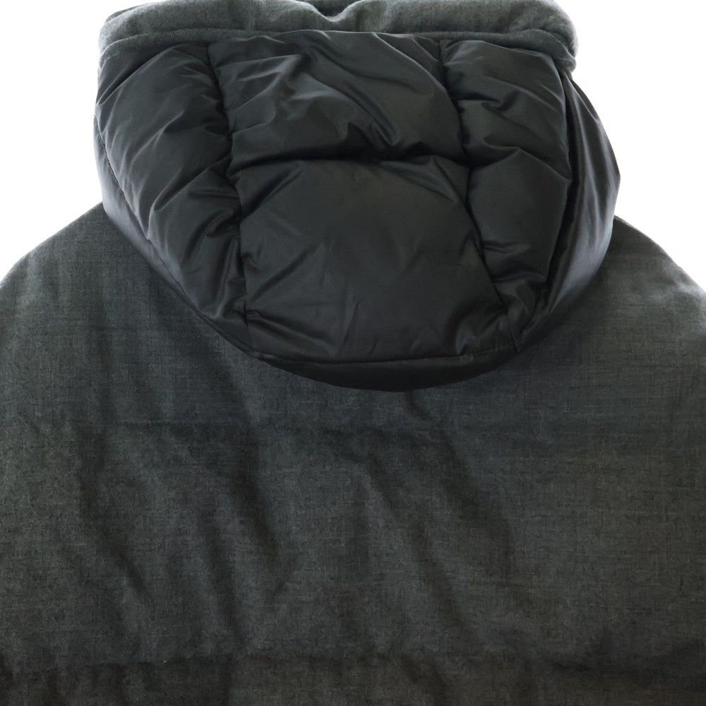 TOMMY HILFIGER(トミーヒルフィガー) WOOL FLANNEL DOWN PARKA ウール フランネル フーデット ダウンジャケット グレー M144410042