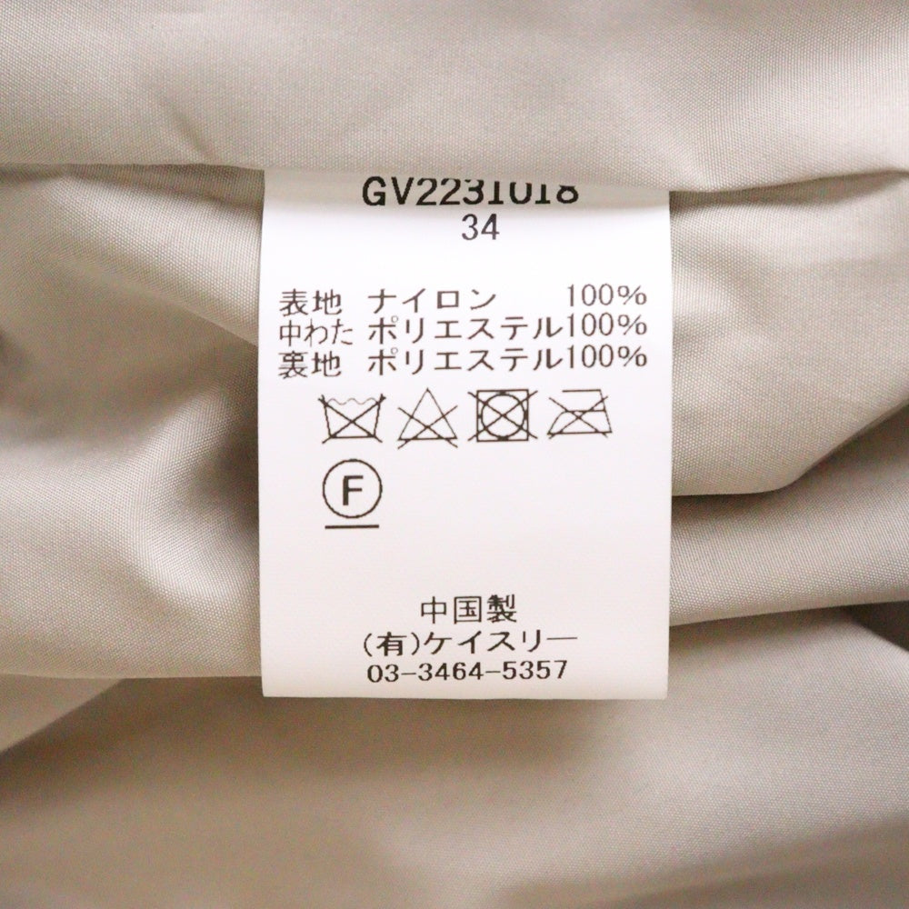 G.V.G.V.(ジーヴィジーヴィ) ショート丈 中綿 ジップアップジャケット ブルゾン ライトベージュ レディース GV2231018