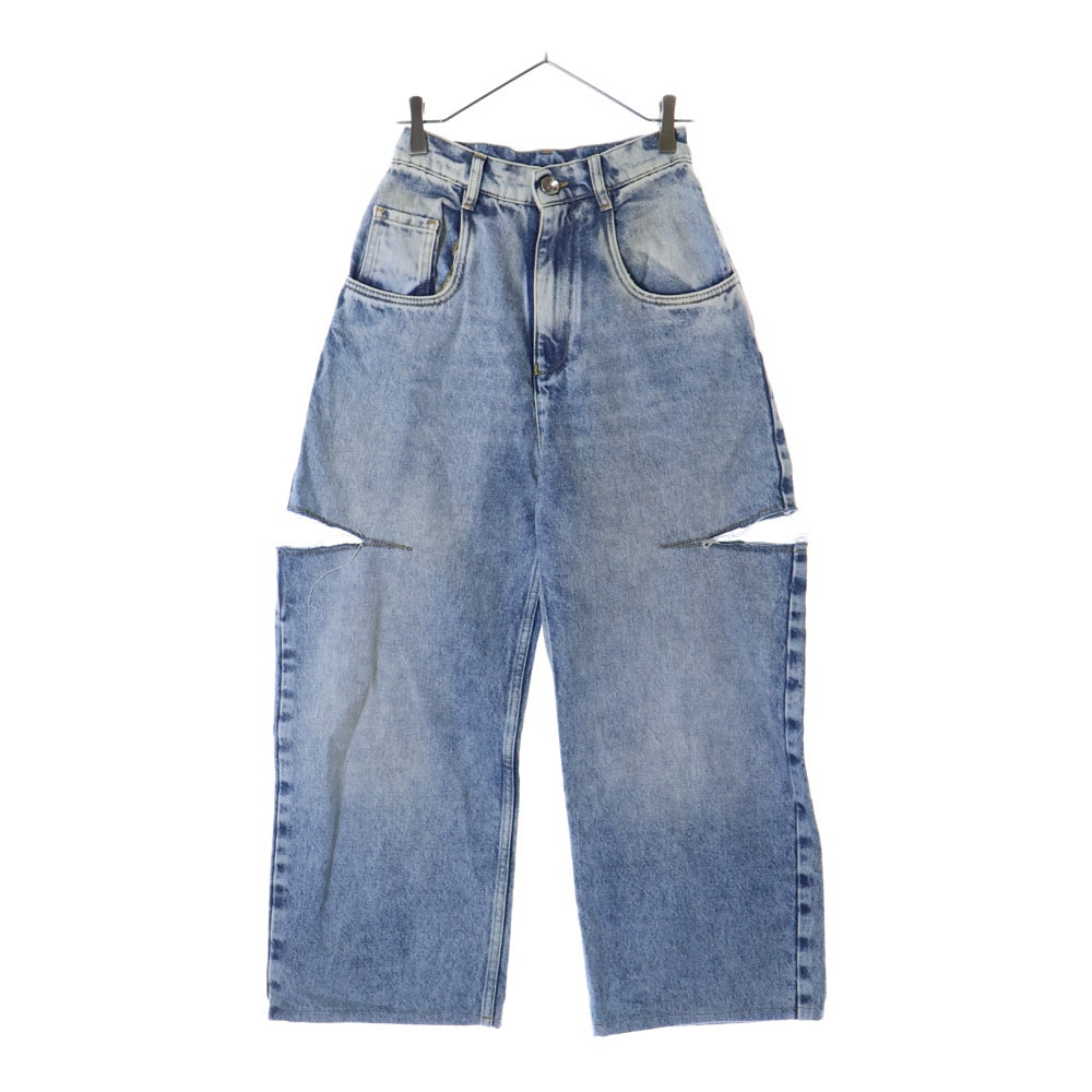 Maison Margiela 1(メゾンマルジェラ) 22AW PANTS 5 POCKETS INDIGO カットアウト 5ポケット ジップフライ ワイドデニムパンツ インディゴ レディース S51LA0051 S30513
