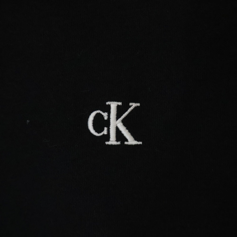 Calvin Klein(カルバンクライン) ARCHIVE ロゴ刺繍 裏起毛 スウェット プルオーバーパーカー ブラック 40WH100