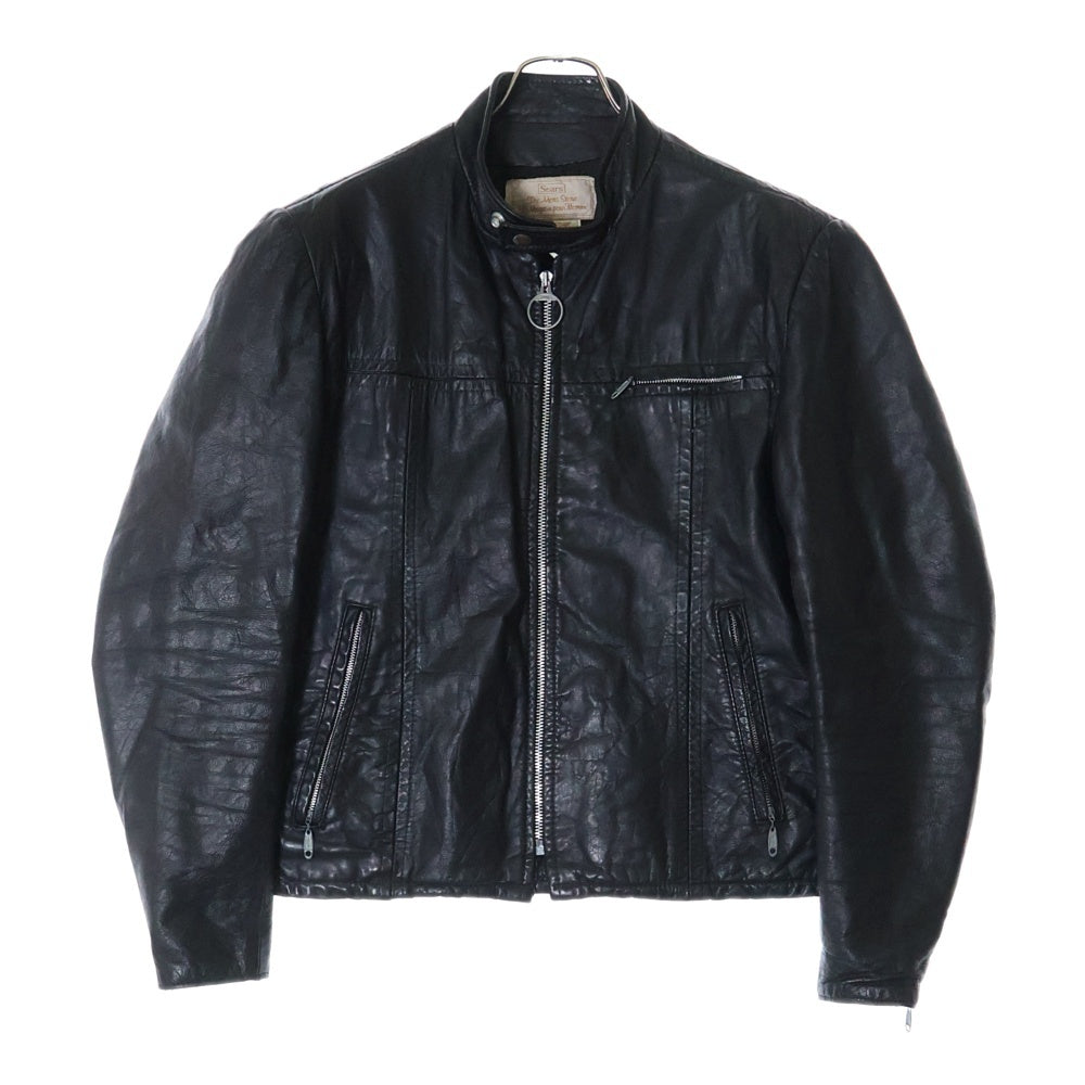 VINTAGE(ヴィンテージ) 70S VINTAGE SEARS ヴィンテージ シアーズ シングルライダース ジップアップレザージャケット ブラック