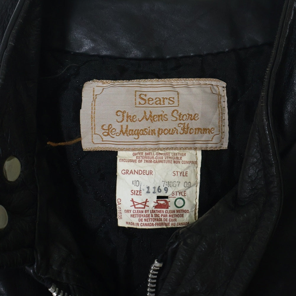VINTAGE(ヴィンテージ) 70S VINTAGE SEARS ヴィンテージ シアーズ シングルライダース ジップアップレザージャケット ブラック
