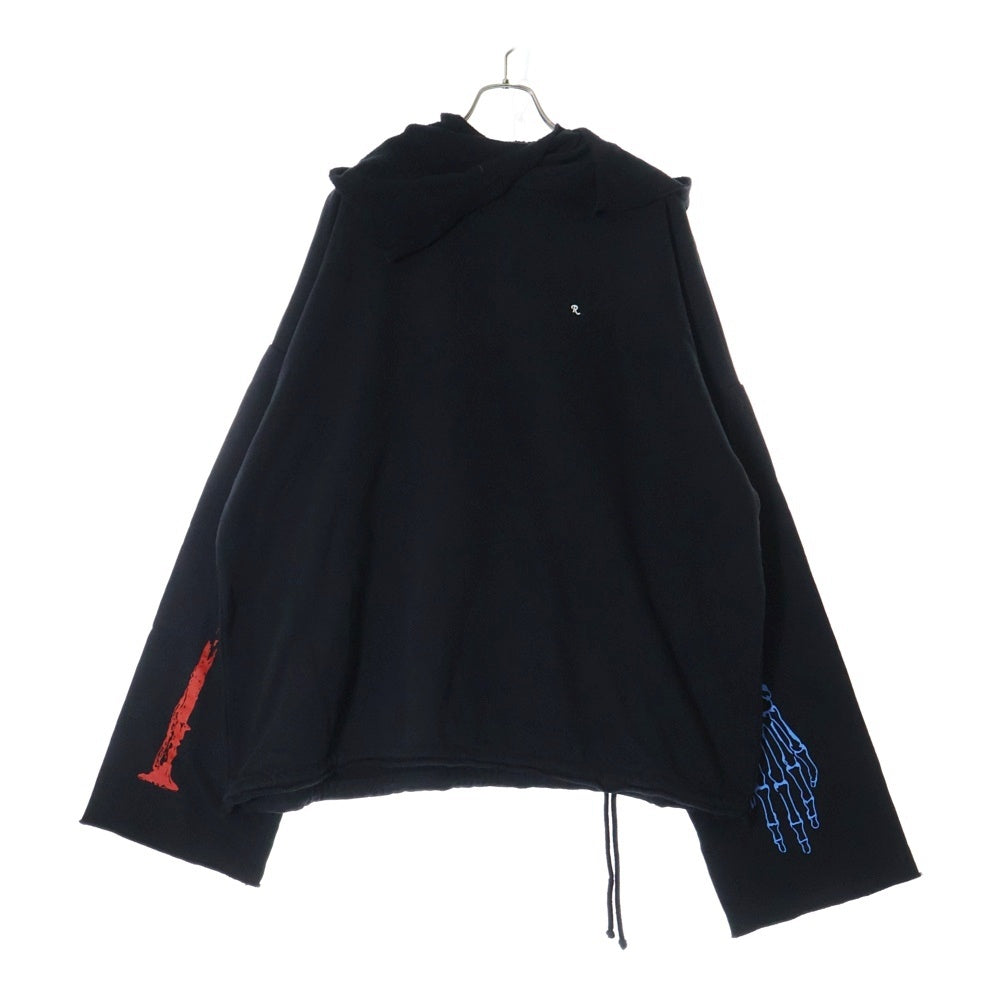 RAF SIMONS(ラフシモンズ) 21AW OVERSIZED PRINTED SCARF HOODIE オーバーサイズドプリンテッド スカーフ プルオーバーフーディー パーカー スウェット ブラック 212-W185