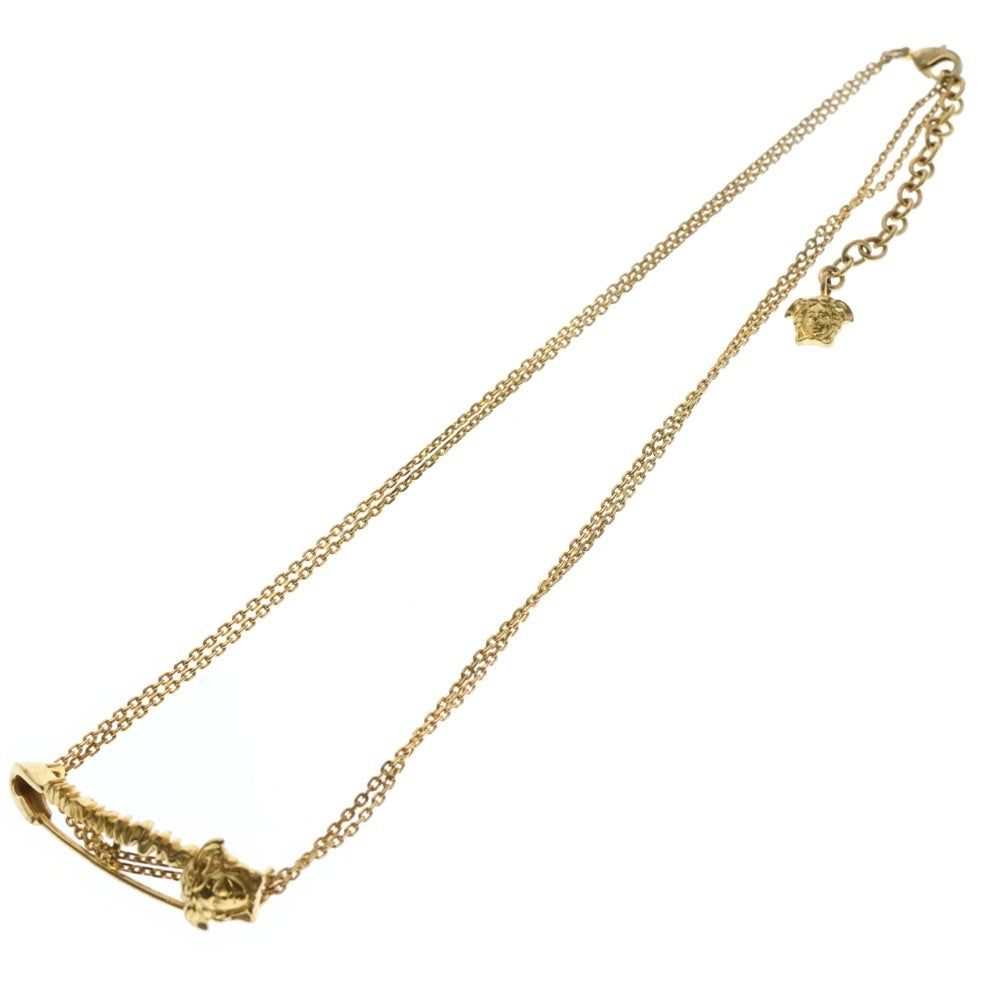 VERSACE(ヴェルサーチ) メドゥーサモチーフ セーフティピンチャーム ダブルリンク ネックレス ゴールド DG18019