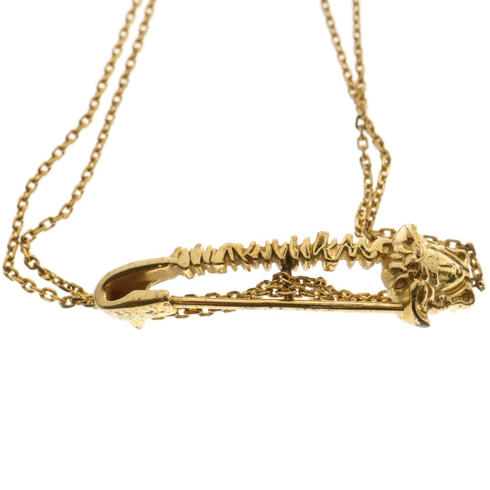 VERSACE(ヴェルサーチ) メドゥーサモチーフ セーフティピンチャーム ダブルリンク ネックレス ゴールド DG18019