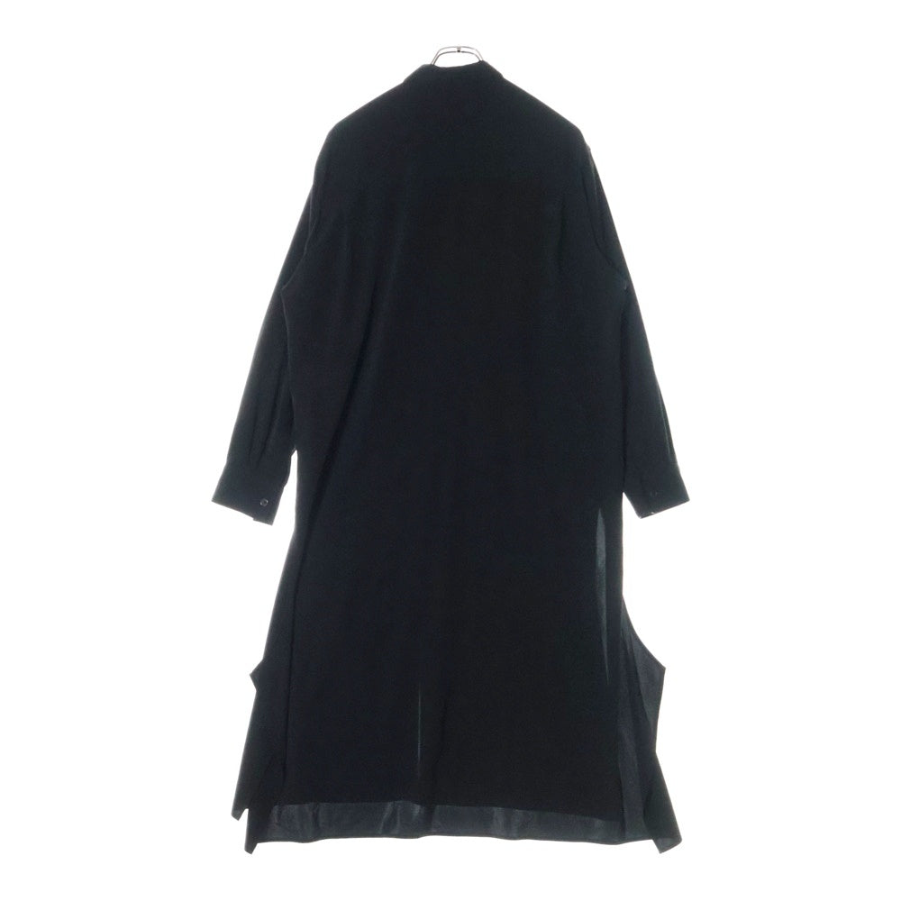 Y's(ワイズ) DE CHINE CURVE SLIT BLOUSE デシン カーブスリット 長袖シャツワンピース ブラウス レディース ブラック YX-B11-500