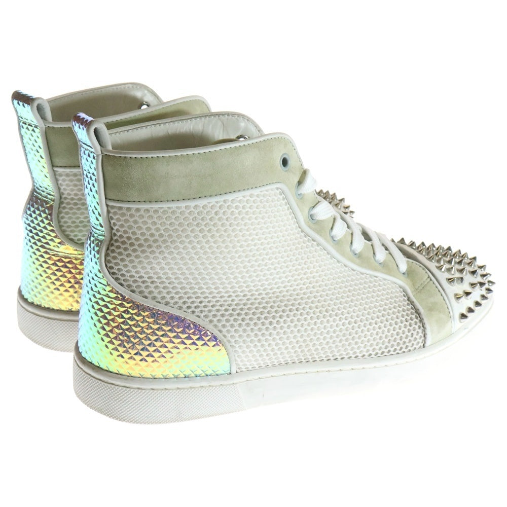 CHRISTIAN LOUBOUTIN(クリスチャンルブタン) スパイクスタッズ スウェード切り替え レザーハイカットスニーカー ホワイト