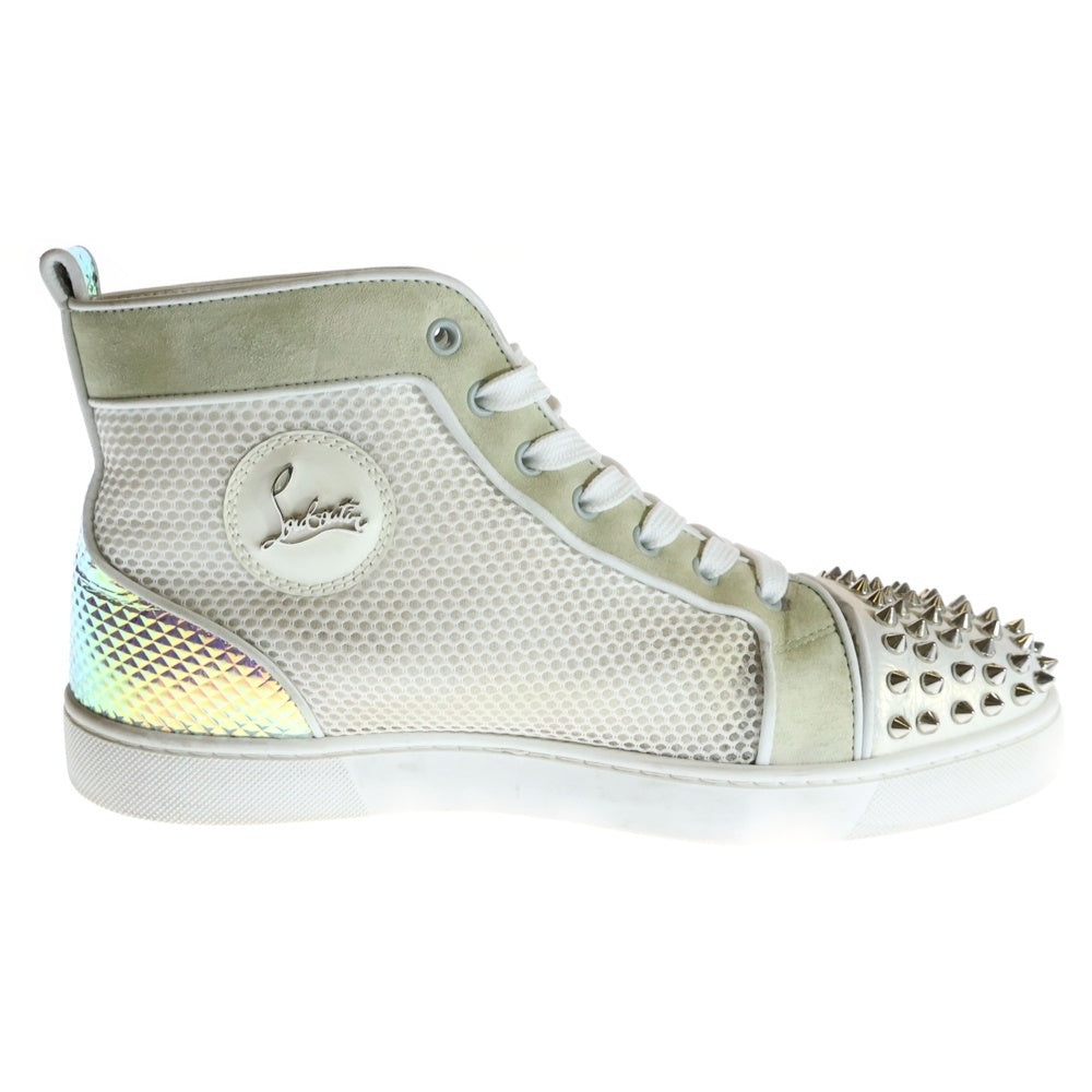 CHRISTIAN LOUBOUTIN(クリスチャンルブタン) スパイクスタッズ スウェード切り替え レザーハイカットスニーカー ホワイト